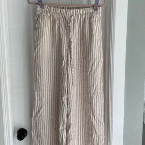 Linen striped wide leg pants